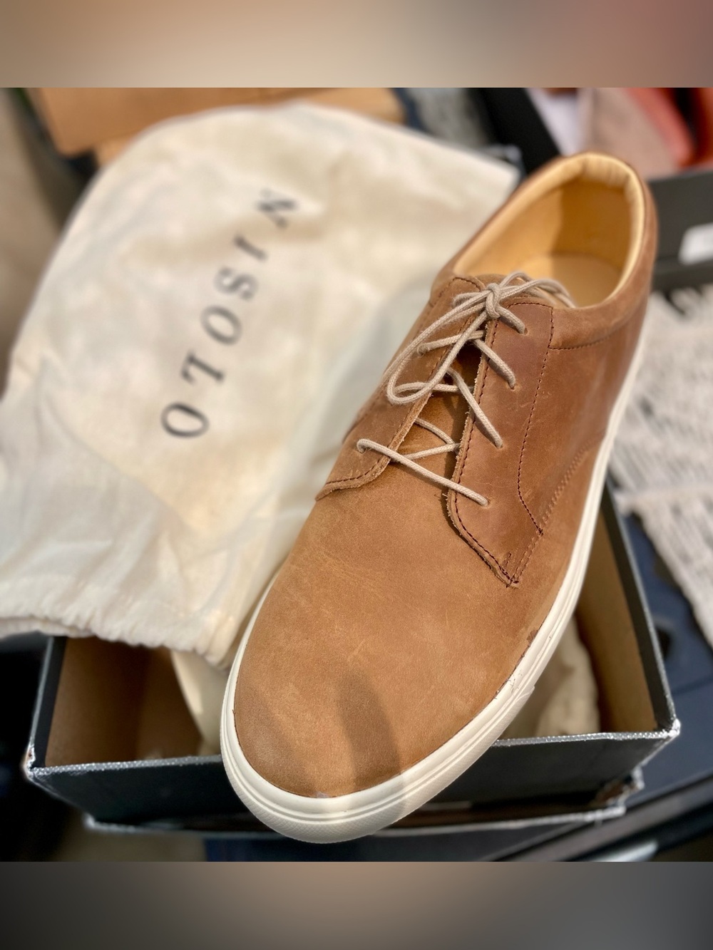Nisolo Tan Leather Slip-On Style Sneaker Loafer. Diego everyday sneakers